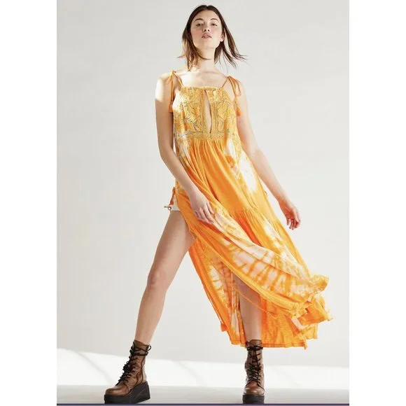 chinese dress ladies Long Sleeve Tie Dye Maxi Dress by Nuichan